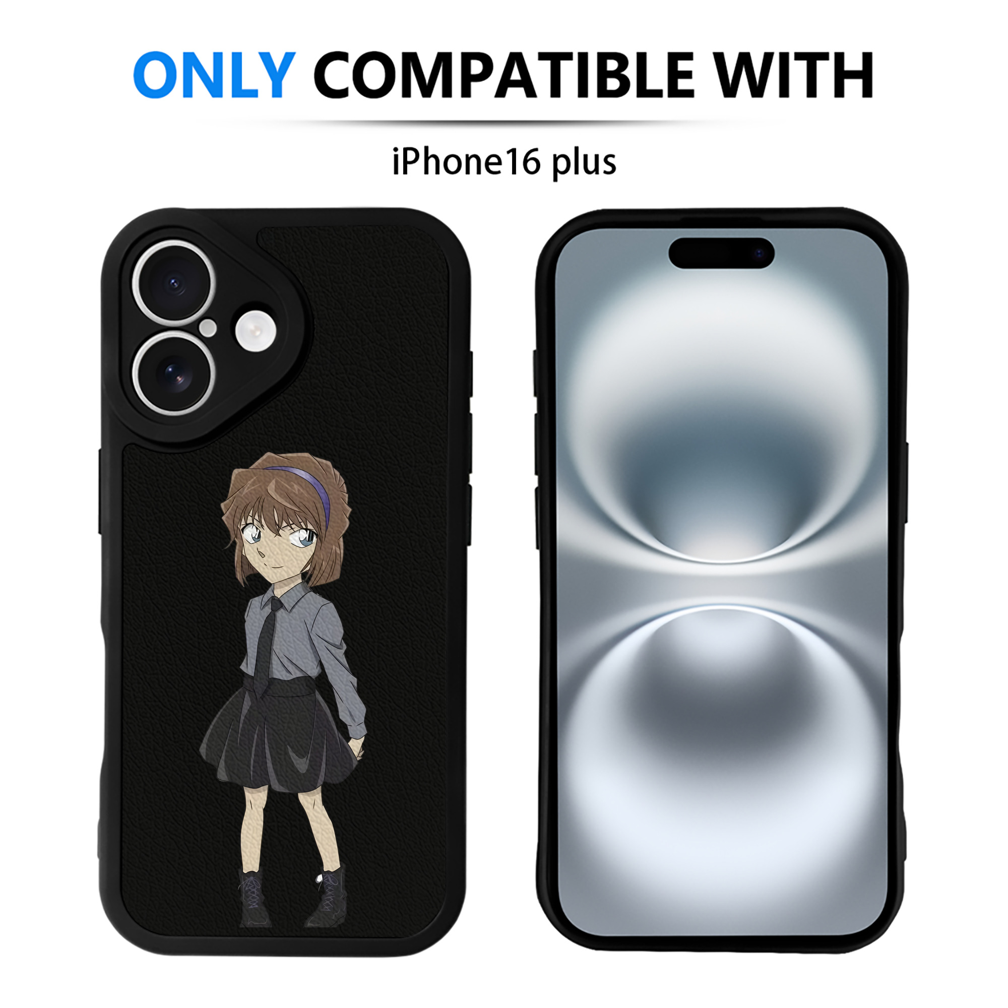 （画像用） 名探偵コナン 灰原 哀 はいばら あい Detective Conan Anita Hailey、Vi Graythorn Haibara Ai 【iPhone 16シリーズ対応】シリコンスマホケース（レザー調） 材質：シリコン